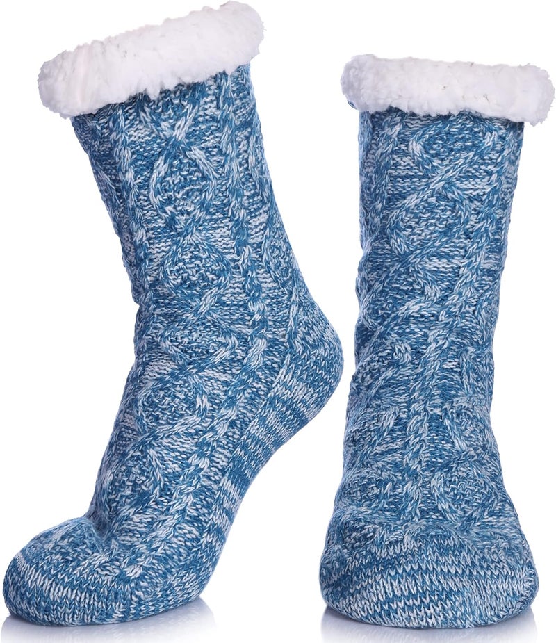 LINEMIN Womens Slipper Socks Winter Warm Fleece Lined Socks Cozy Soft Thick Fuzzy Non Slip Indoor Christmas Socks - Image 1